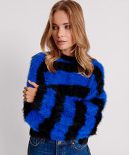 Load image into Gallery viewer, One Teaspoon Krueger Stripe Crop Knit Sweater in Blue/Black - FINAL SALE