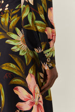 Load image into Gallery viewer, Farm Rio Black Surreal Flowers High Neck Midi Dress - FINAL SALE