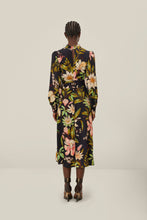 Load image into Gallery viewer, Farm Rio Black Surreal Flowers High Neck Midi Dress - FINAL SALE