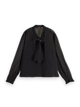 Load image into Gallery viewer, Scotch and Soda Top w/Neck Tie in Evening Black - FINAL SALE