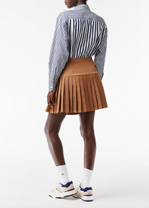 Lacoste Pleated Button Waist Skirt in Brown