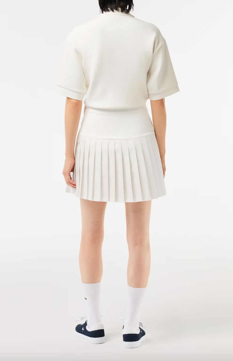 Lacoste Pleated Button Waist Skirt in White - FINAL SALE