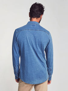 Faherty Mens Knit Seasons Shirt - Medium Indigo Wash