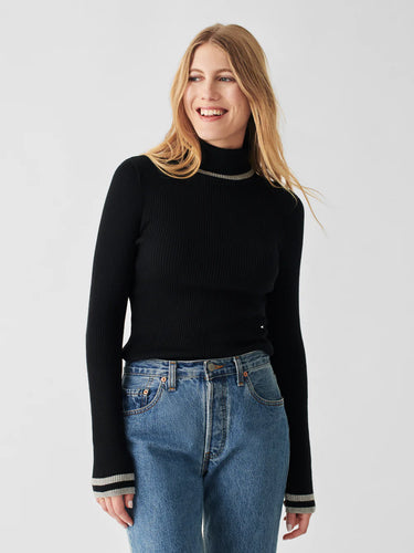 Faherty Mikki Turtleneck Sweater in Black - FINAL SALE