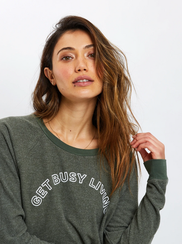Sol Angeles Get Busy Living Pullover in Olive - FINAL SALE
