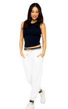 Load image into Gallery viewer, Sol Angeles Boucle Echo Stripe Jogger in White - FINAL SALE