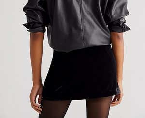 Free People Annalise Velvet Mini Skirt in Black - FINAL SALE