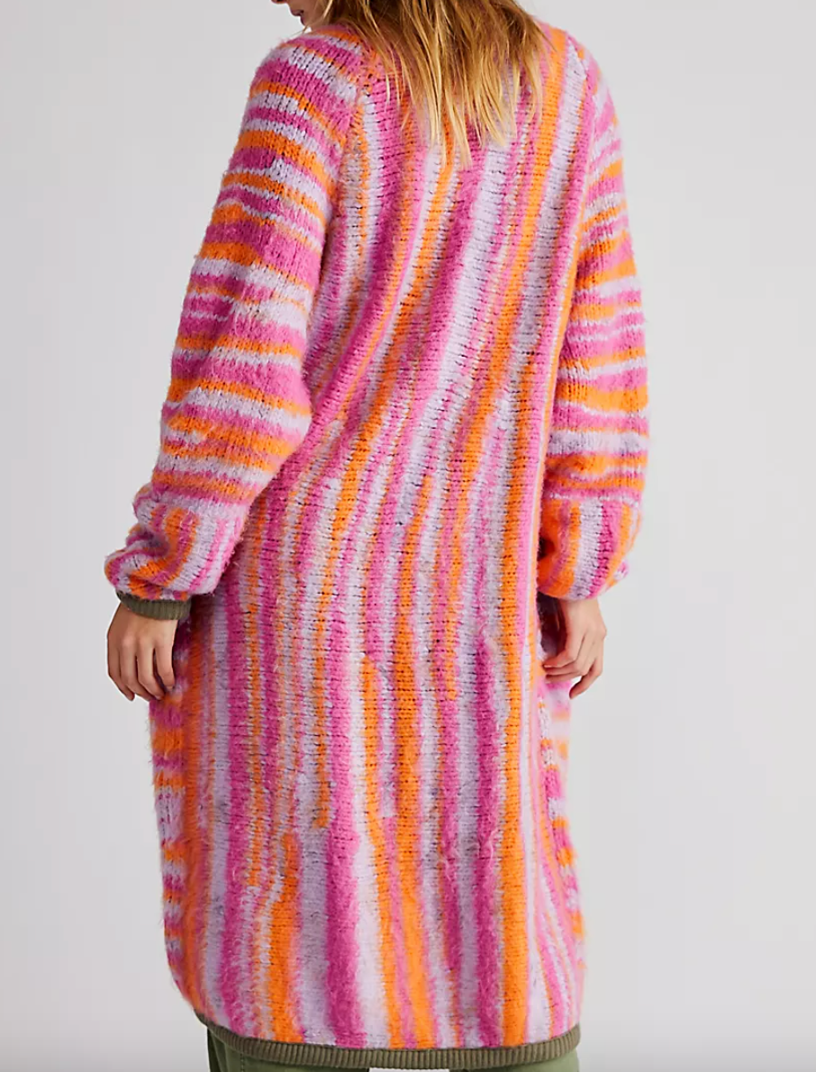 Free People Tiger Cardi in Pink Paradise Combo FINAL SALE