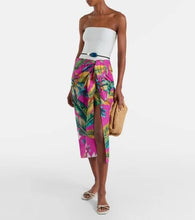 Load image into Gallery viewer, Farm Rio Tropicalia Midi Skirt in Bird Leaves Sand