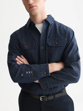 Load image into Gallery viewer, Scotch and Soda Mens Denim Flannel Relaxed-Fit Overshirt in Indigo