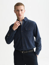 Load image into Gallery viewer, Scotch and Soda Mens Denim Flannel Relaxed-Fit Overshirt in Indigo