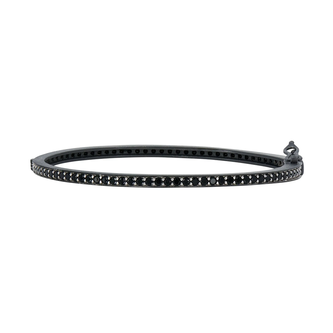 FREIDA ROTHMAN Industrial Finish Ribbed Metro Pavé Hinge Bracelet