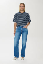 Load image into Gallery viewer, Pistola Mae Cropped Tee in Navy White Stripe