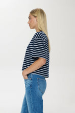 Load image into Gallery viewer, Pistola Mae Cropped Tee in Navy White Stripe