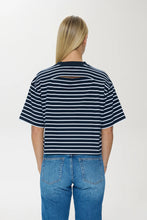 Load image into Gallery viewer, Pistola Mae Cropped Tee in Navy White Stripe