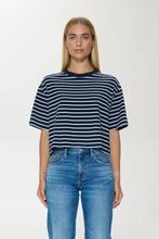 Load image into Gallery viewer, Pistola Mae Cropped Tee in Navy White Stripe