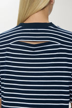Load image into Gallery viewer, Pistola Mae Cropped Tee in Navy White Stripe