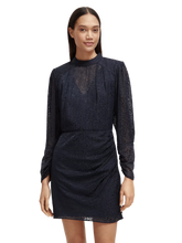 Load image into Gallery viewer, Scotch &amp; Soda Mock Neck Mini Dress w/Open Back Detail in Night - FINAL SALE