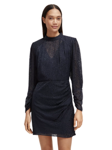 Scotch & Soda Mock Neck Mini Dress w/Open Back Detail in Night - FINAL SALE