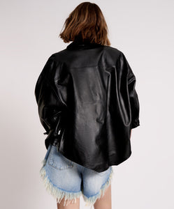 One Teaspoon Last Kiss Leather Daria Shacket in Black - FINAL SALE