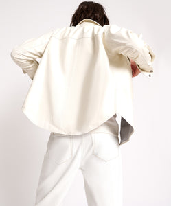 One Teaspoon Aria Leather Oversized Shacket in Old White