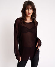 Load image into Gallery viewer, One Teaspoon Amity Sheer Rib Knit Top in Licorice