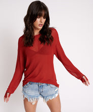 Load image into Gallery viewer, One Teaspoon Amity Sheer Rib Knit Top in Rust - FINAL SALE