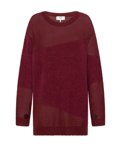 One Teaspoon Shattered Crew Knit Sweater in Wine