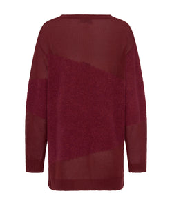One Teaspoon Shattered Crew Knit Sweater in Wine