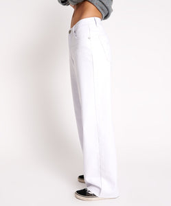 One Teaspoon Fresh White Jackson Mid Waist Wide Leg Jeans