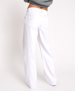 One Teaspoon Fresh White Jackson Mid Waist Wide Leg Jeans