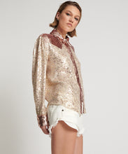 Load image into Gallery viewer, One Teaspoon Rose Gold Hand Sequin Western Shirt - FINAL SALE
