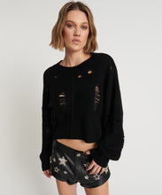 Load image into Gallery viewer, One Teaspoon Cropped Hercules Shredded Sweater in Black