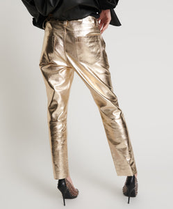One Teaspoon Gold Leather Heart Break Hotel Drop Crotch Pants - FINAL SALE