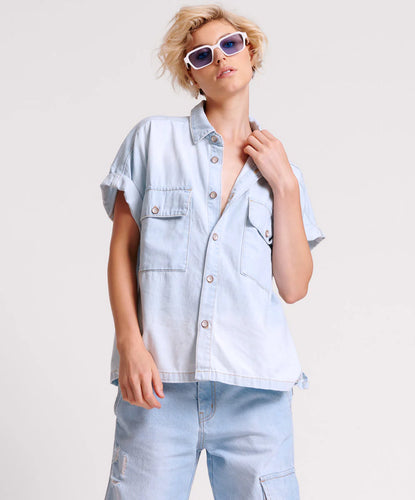 One Teaspoon Classic Blue Boxy Denim Shirt - FINAL SALE