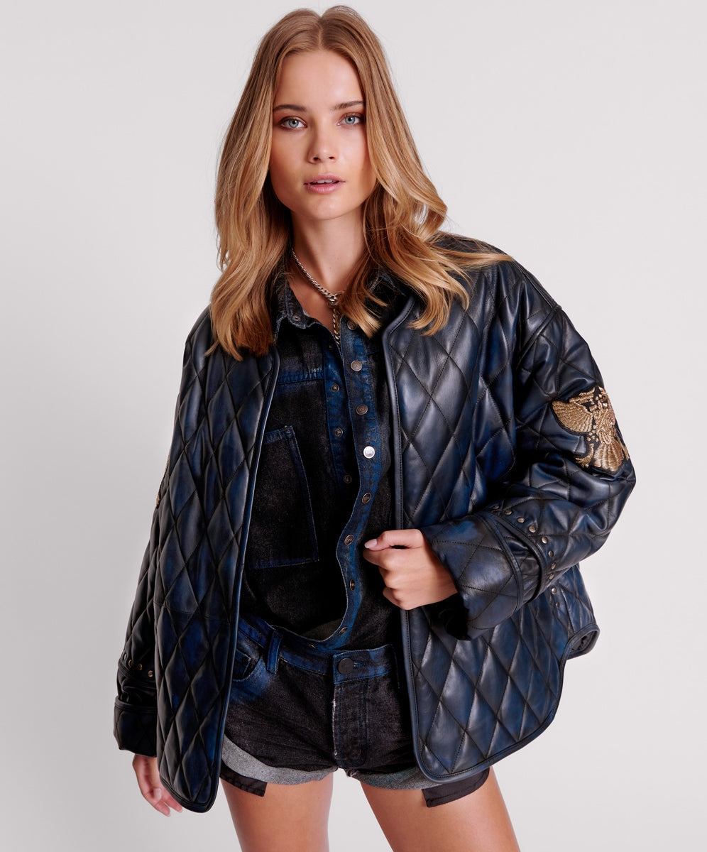 One Teaspoon Eagle Eye Leather Quilted Jacket - FINAL SALE