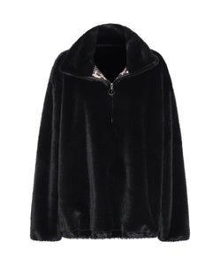 One Teaspoon Sauvage Faux Fur Pullover Jacket in Black - FINAL SALE