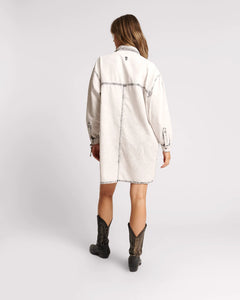 One Teaspoon Nixie Denim Shirt Dress in Bianco