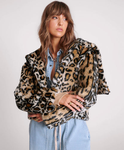 One Teaspoon Faux Leopard Split Hood Jacket - FINAL SALE