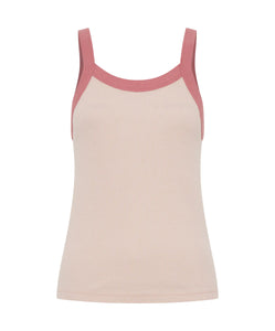 One Teaspoon Retro Amie Cotton Rib Singlet in Pink - FINAL SALE