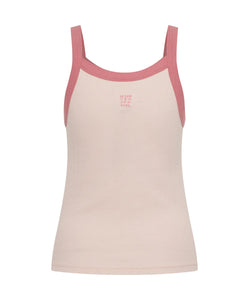 One Teaspoon Retro Amie Cotton Rib Singlet in Pink - FINAL SALE