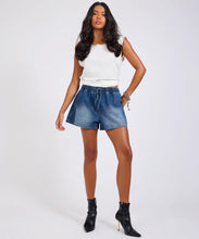 Load image into Gallery viewer, One Teaspoon Boxer Drawstring Waist Denim Shorts in Blue Paisley