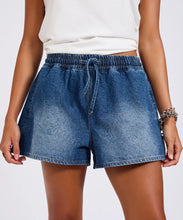Load image into Gallery viewer, One Teaspoon Boxer Drawstring Waist Denim Shorts in Blue Paisley