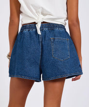Load image into Gallery viewer, One Teaspoon Boxer Drawstring Waist Denim Shorts in Blue Paisley