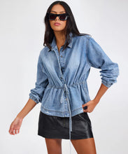 Load image into Gallery viewer, One Teaspoon Drawstring Denim Shirt in Washed Blue