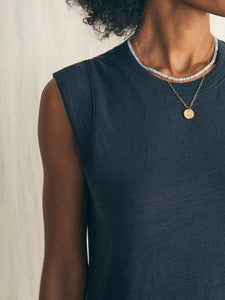 Faherty Sunwashed Slub Muscle Dress in Washed Black