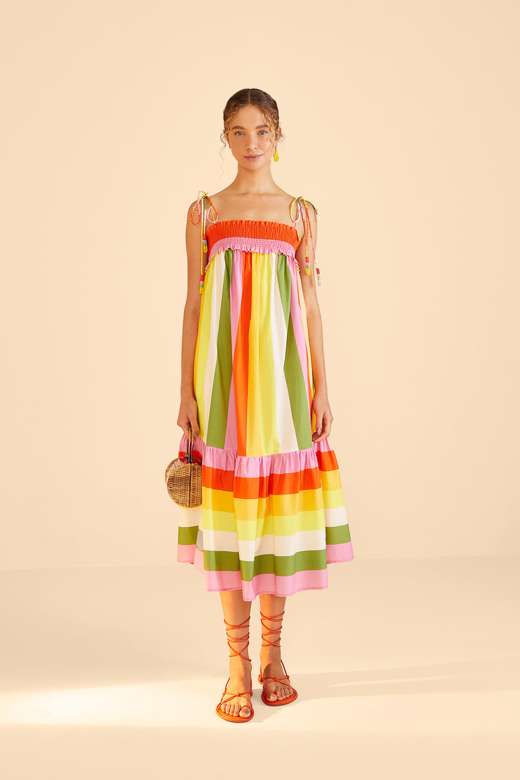 Farm Rio Mixed Neon Floral Red Midi Dress - FINAL SALE