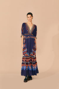 Farm Rio Nature Beauty Blue S/S Maxi Dress