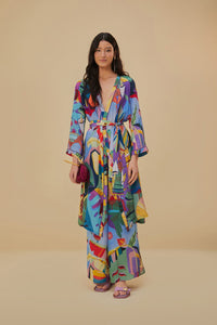 Farm Rio Tropical Scenario Multicolor Long Kimono - FINAL SALE