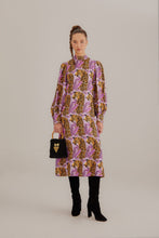 Load image into Gallery viewer, Farm Rio Lavender Tiger Leaves Midi Dress